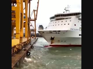 passenger ferry crashes into pier in barcelona